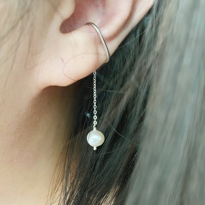 【be different】 摇曳 珍珠 耳骨夹 925银 earcuff 单只出售 - 耳环/耳夹 - 珍珠 银色