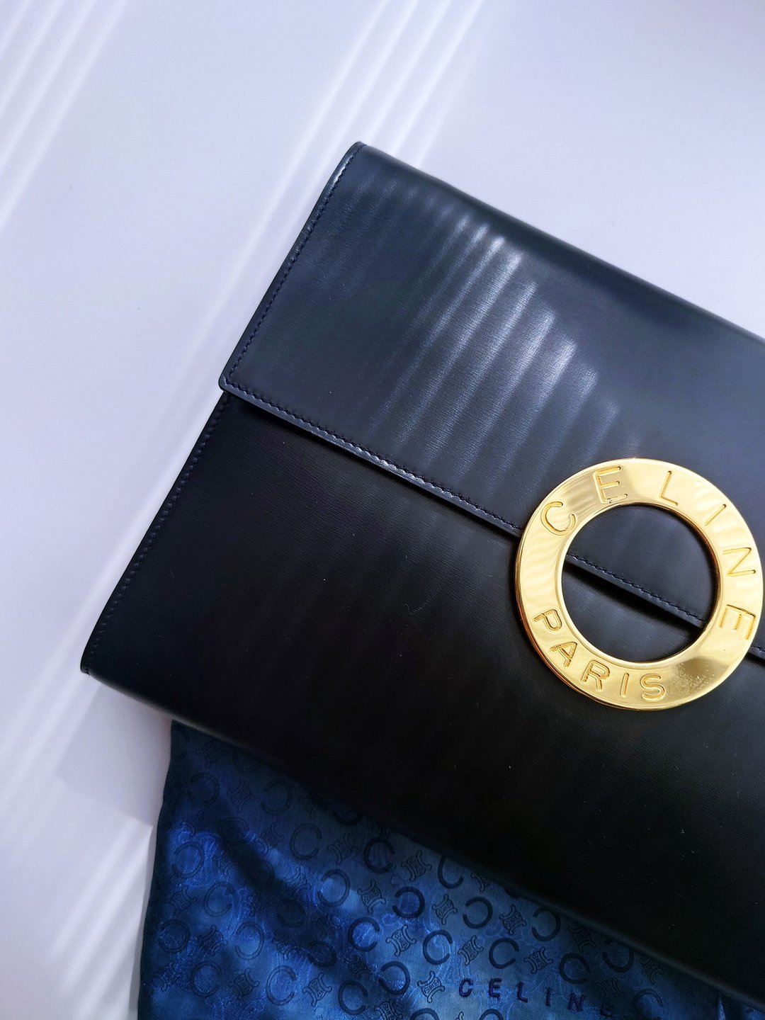 中古包 CELINE 大金环深蓝信封包单肩包斜背包斜背包斜背袋手拿包 - 侧背包/斜挎包 - 真皮 蓝色
