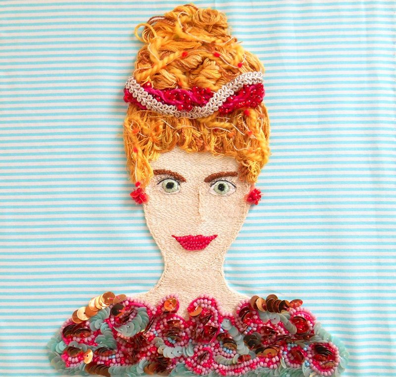 The Portrait of a Lady  　embroidery beads art handmade - 其他 - 纸 蓝色