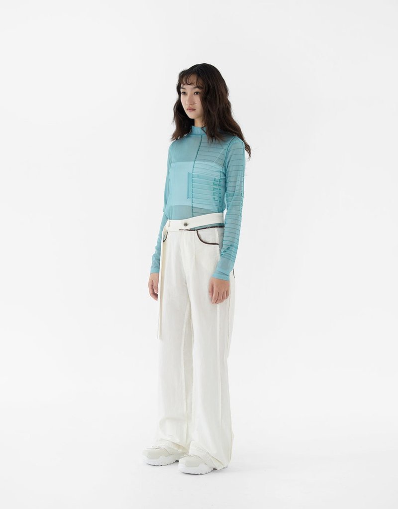 tan tan / 门 印花长袖弹性上衣 - 女装上衣 - 聚酯纤维 绿色