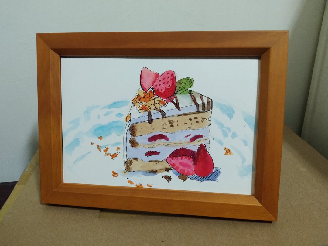 摆设 / 蛋糕 / 水彩画 / 原稿 / 含框 - 海报/装饰画/版画 - 纸 