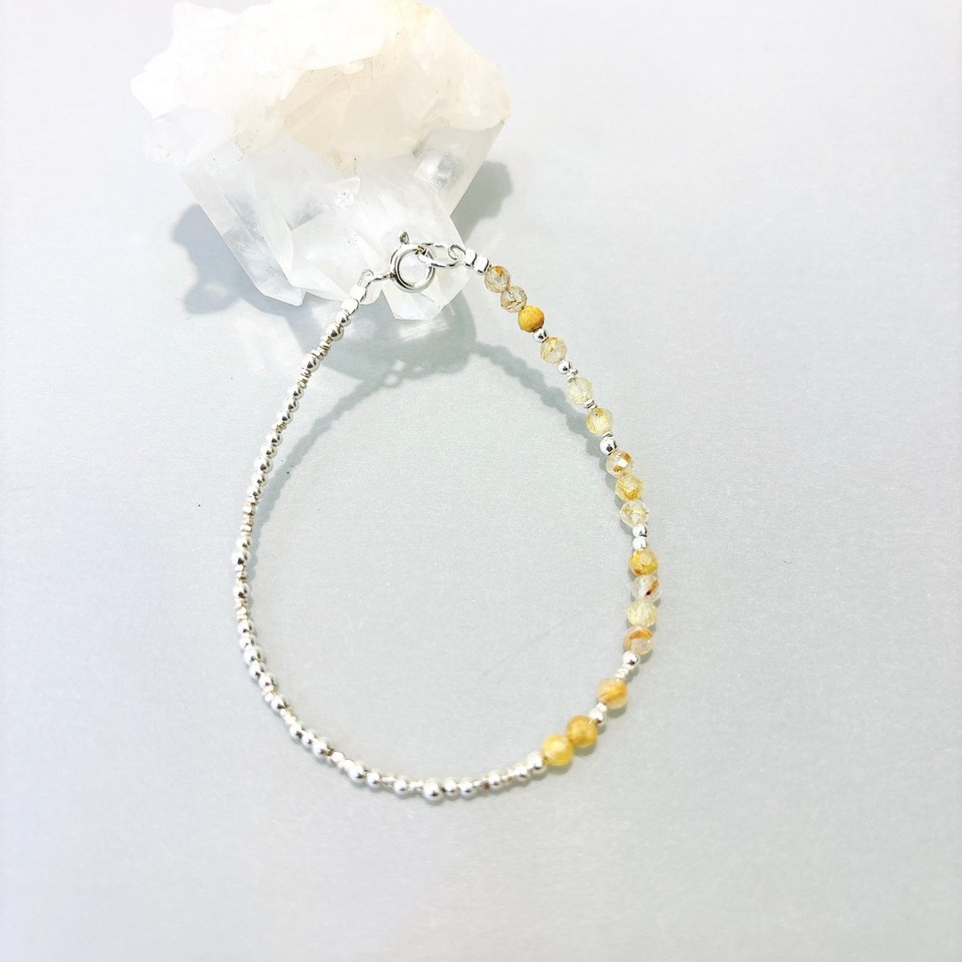 Ops Rutilated Quartz bracelet-银/黄发晶/招财/太阳神经丛/手链 - 手链/手环 - 其他金属 金色
