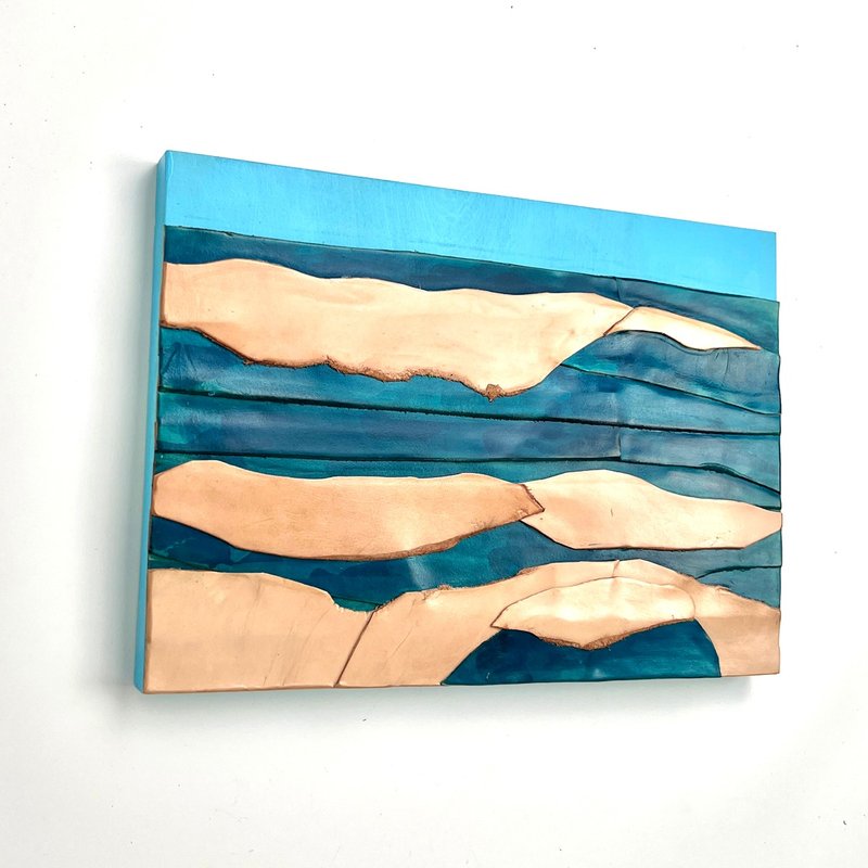 皮革拼贴艺术 / 波浪 - 海报/装饰画/版画 - 木头 蓝色
