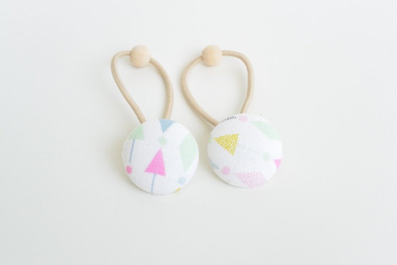 手感布包扣发束 - 三角形 - 发饰 - 棉．麻 粉红色