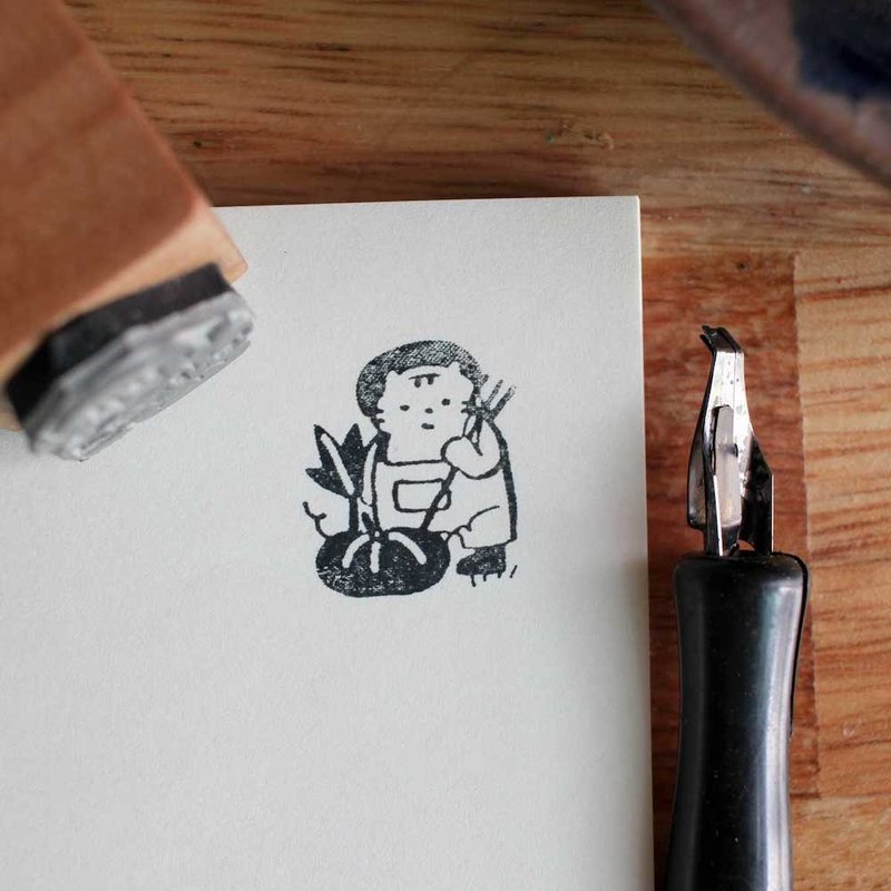 (Jayeon Store 木质印章系列) 收成南瓜的农夫猫 - 印章/印台 - 木头 