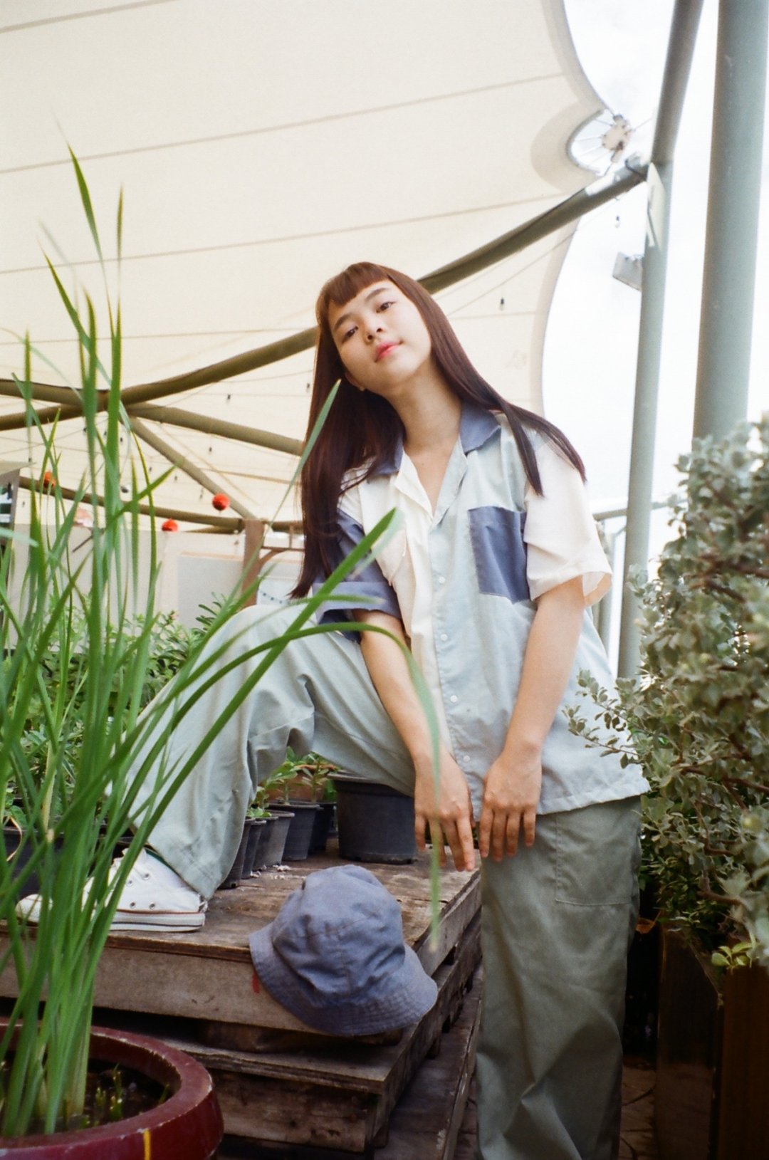 Colour Block Shirt (Sky tone) - 女装衬衫 - 棉．麻 多色