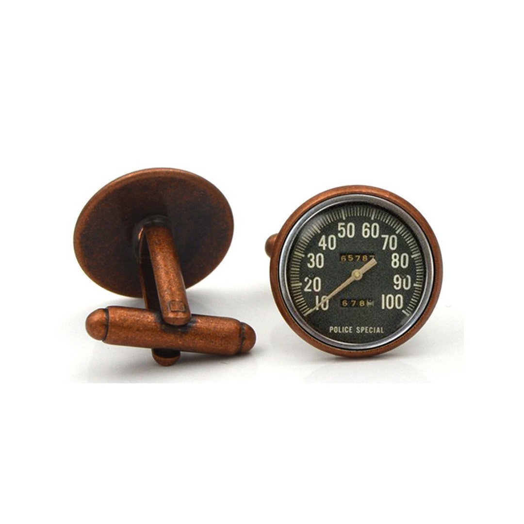 復古車時速袖扣 Vintage Sign Cufflinks KC10178 ** 附送贈品 ** - 袖扣 - 其他金属 金色