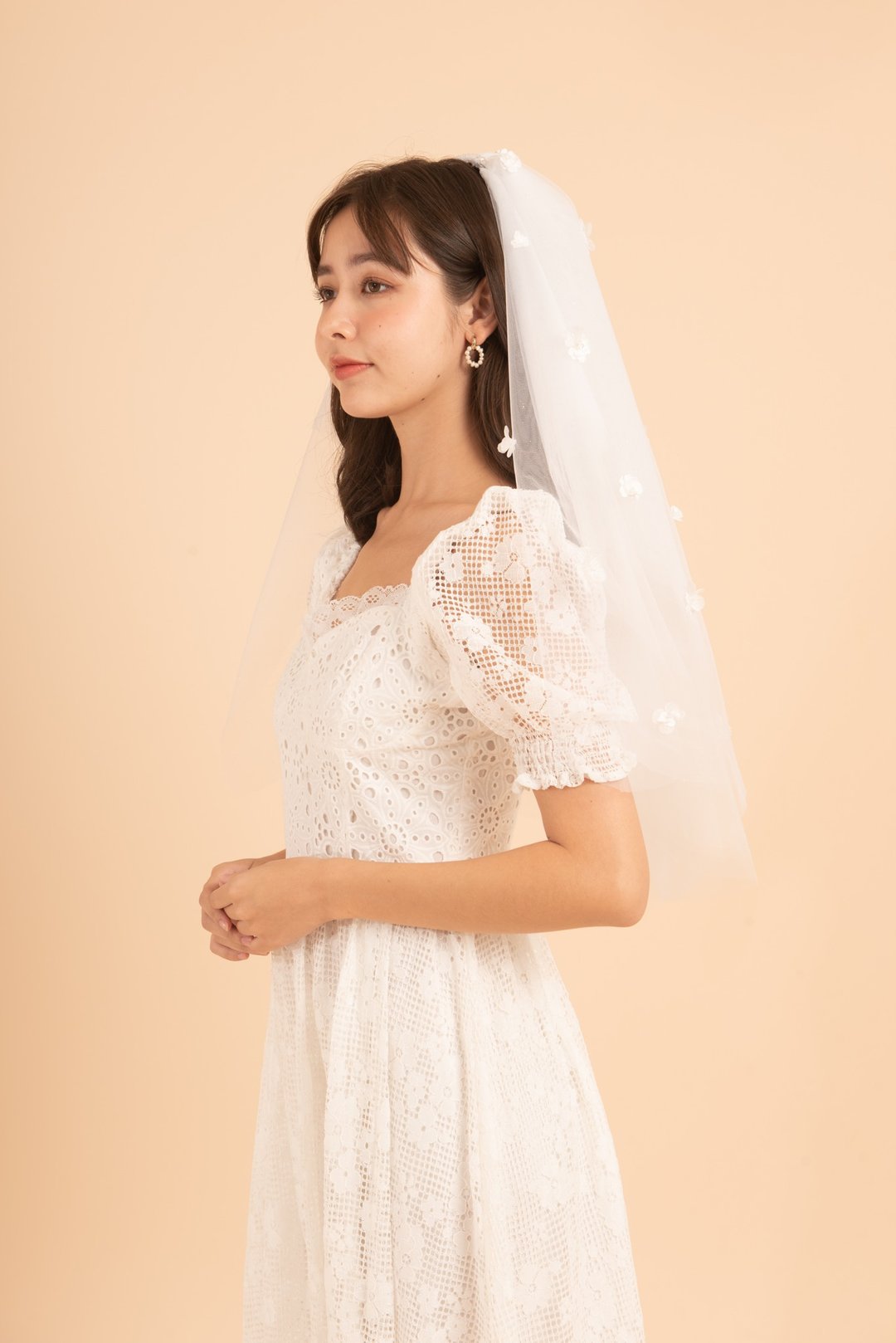 White Daisy Giltter Veil - 发饰 - 聚酯纤维 白色
