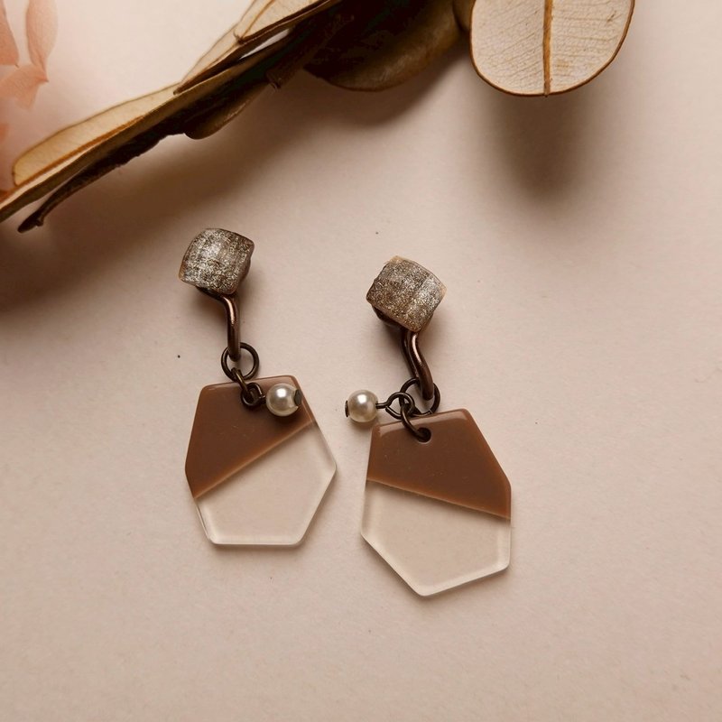 透视方程式 无痛耳夹 / 棕 - 耳环/耳夹 - 其他金属 