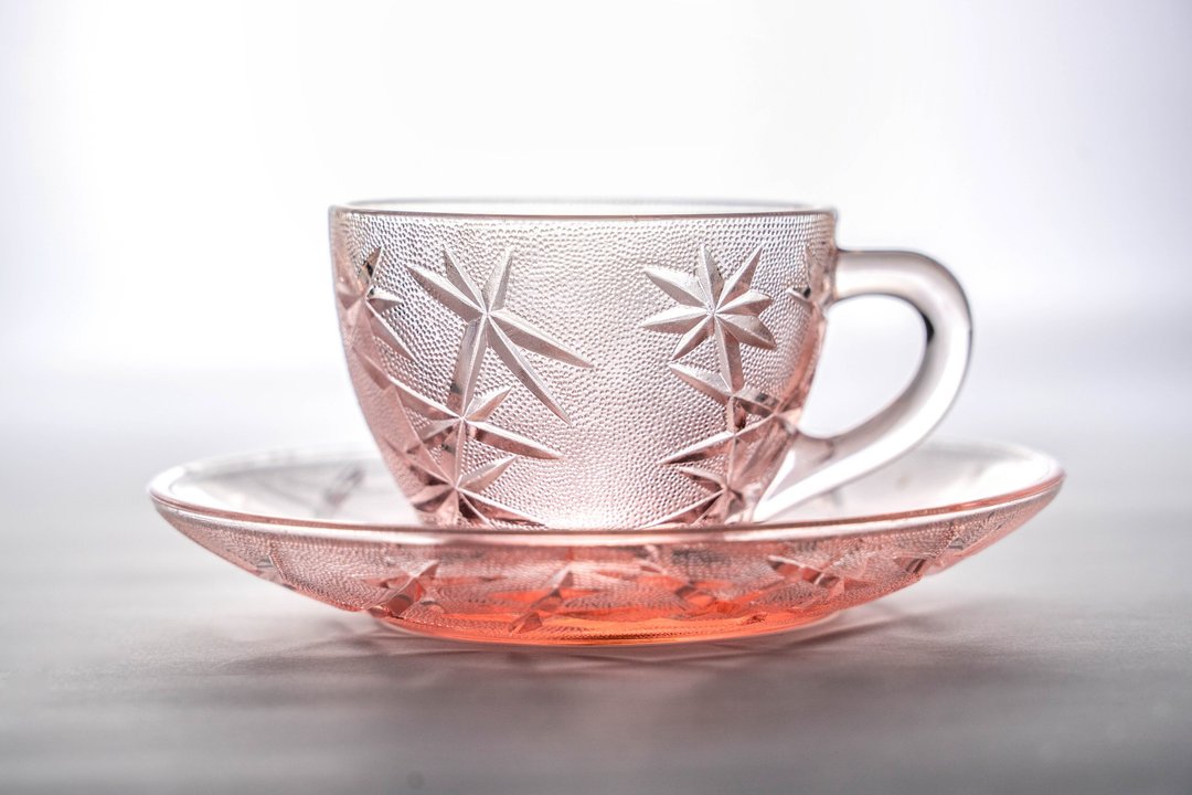 台湾制早年粉色咖啡茶杯盘组  库存新品 台湾包邮 - 茶具/茶杯 - 玻璃 粉红色