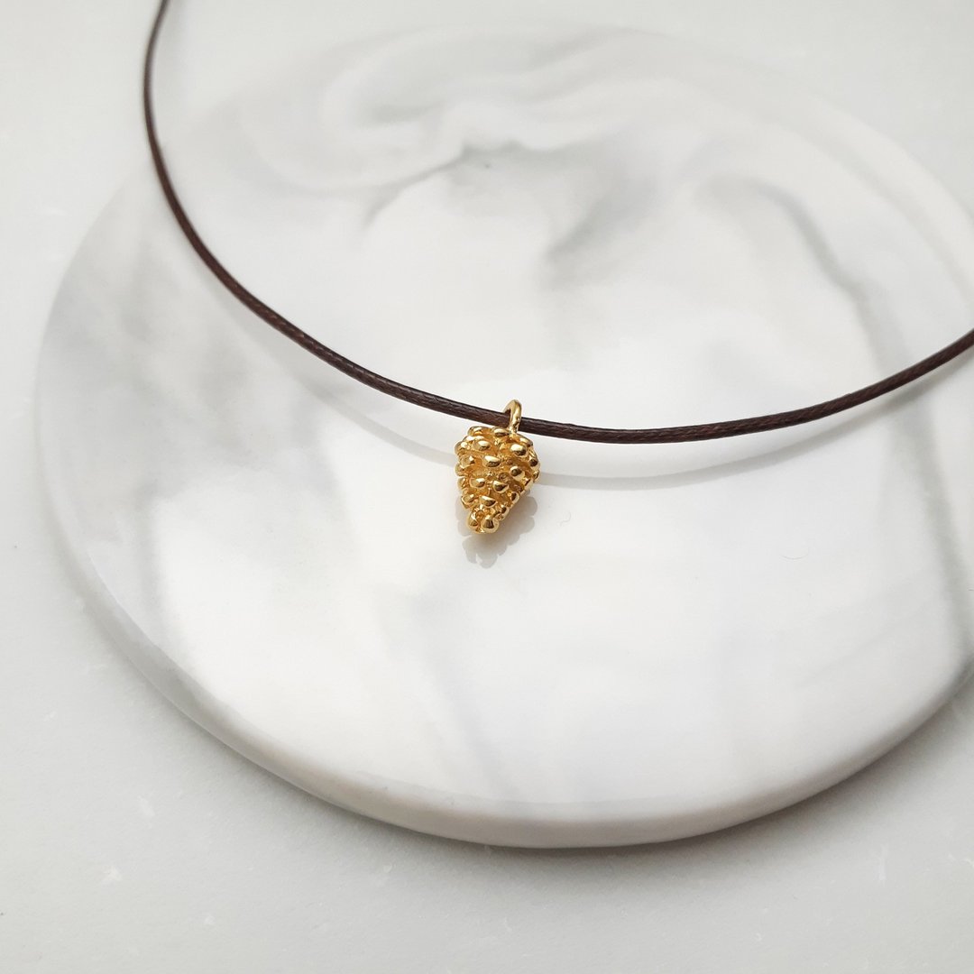 蜡线项链 小松果 素色简约 蜡绳细线 - 锁骨链 - 其他金属 金色