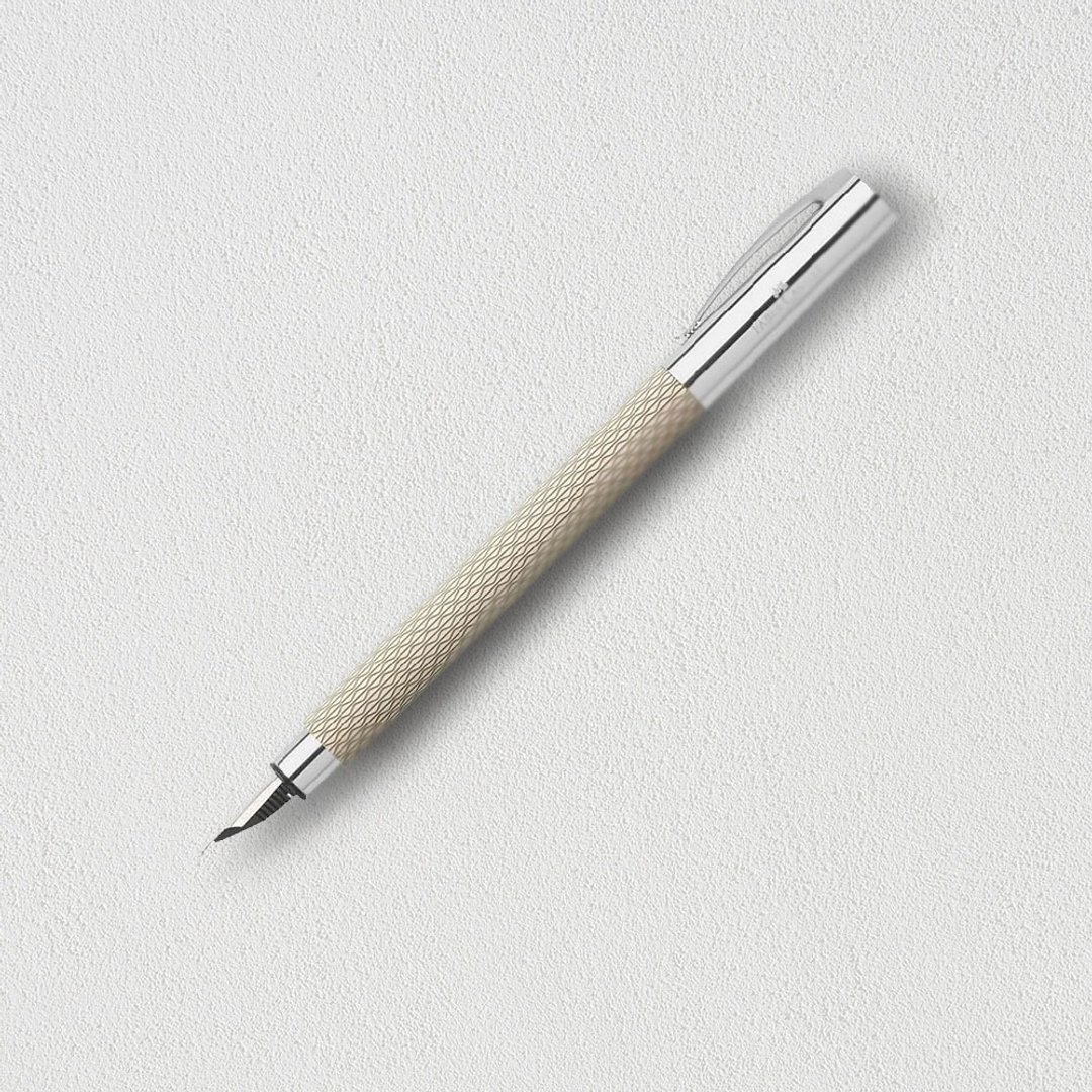 【Faber-Castell】成吉思汗AMBITION绳纹钢笔-F尖白沙色免费刻字 - 钢笔 - 树脂 白色