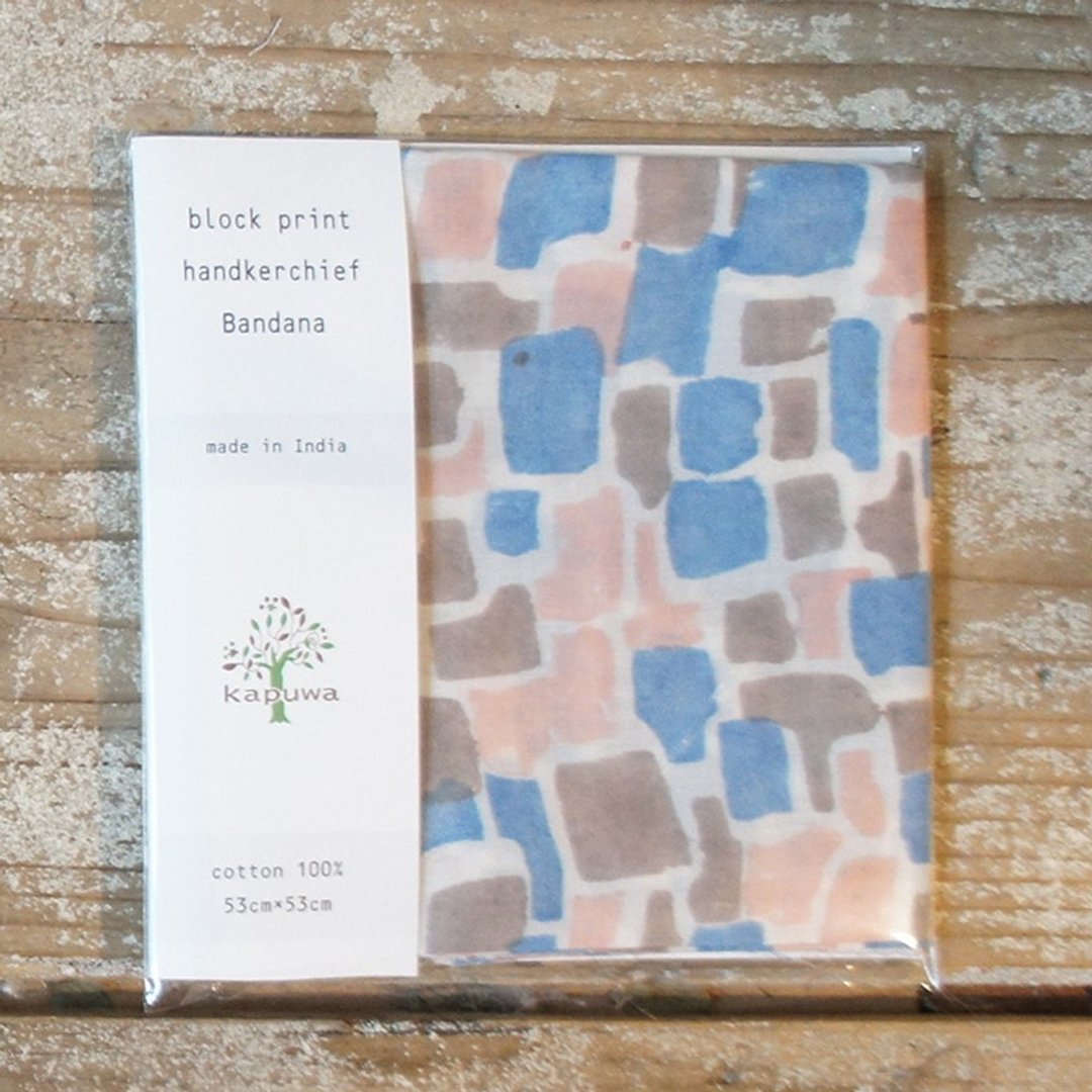 Indian cotton block print BANDana KASANARI handle - 丝巾 - 棉．麻 多色