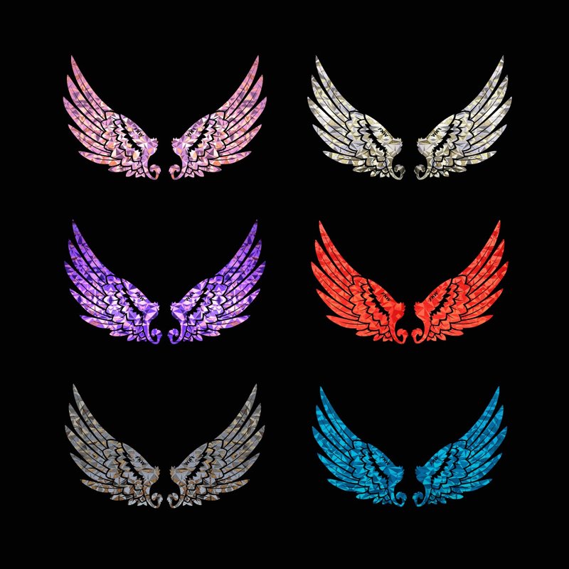 钻石纹 翅膀 羽翼 精灵天使恶魔 高亮度防水耐晒 篓空无底高质感 - 贴纸 - 防水材质 