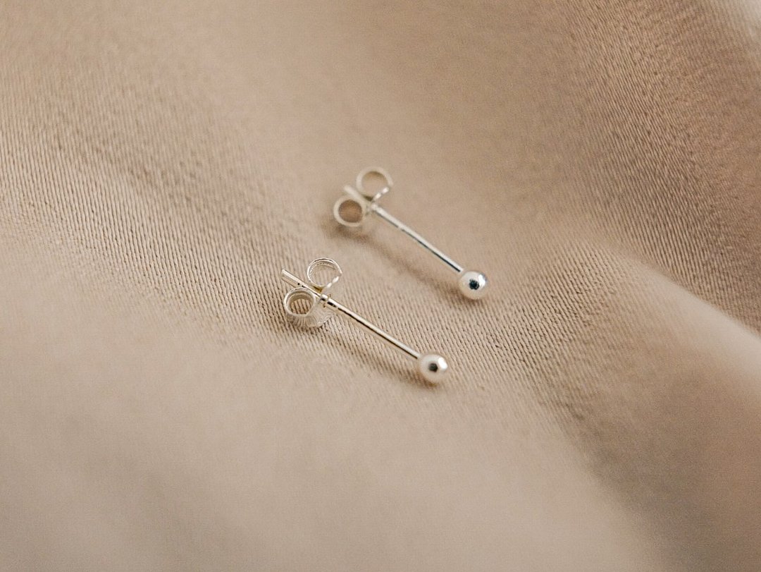 2mm/3mm 超迷你耳环 养耳棒 软骨 耳骨 第二耳洞 SV925 - 耳环/耳夹 - 纯银 银色