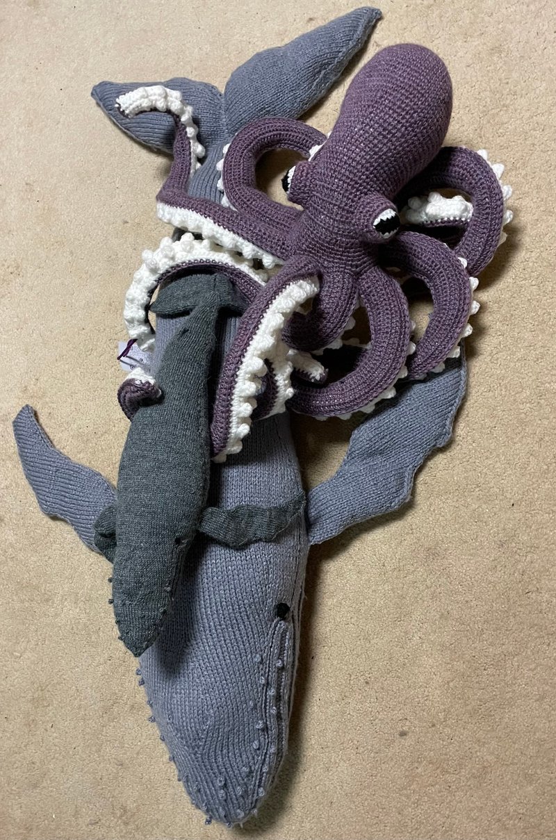 Knit Sea Creatures Humpback Whale Amigurumi (calf size) - 编织/刺绣/羊毛毡/裁缝 - 棉．麻 银色