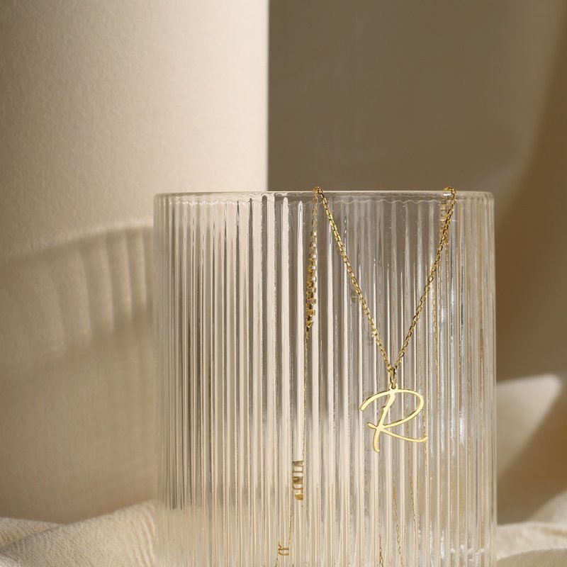 A-Z 韓風字母鎖骨鏈幸運數字鏈可訂製化通勤風項鏈交換禮物 - 项链 - 银 金色