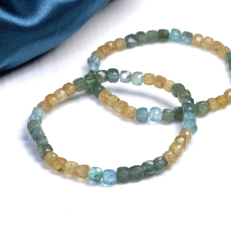 纤细优雅系列//彩磷辉石水晶手链 方型切割面 舒解忧郁情绪 喉轮 - 手链/手环 - 水晶 多色