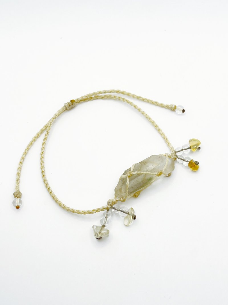 绿幽灵白水晶柱原矿蜡线编织手链 - 手链/手环 - 水晶 白色