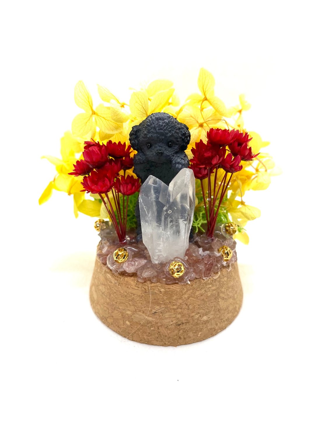 博美犬与白水晶-水晶公仔干燥花摆设 - 摆饰 - 水晶 