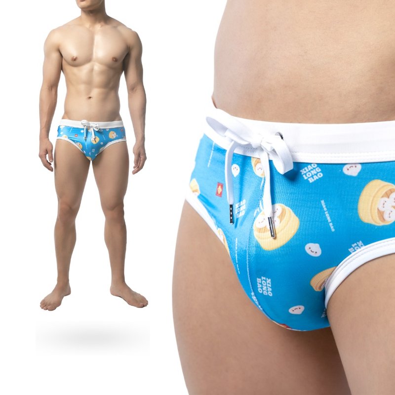 AttentionWear台湾好味系列三角泳裤【小笼包】│#泡汤 温泉 游泳 - 男装泳裤 - 聚酯纤维 蓝色