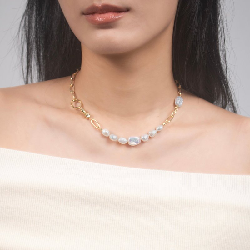 Contour 不规则天然巴洛克珍珠项链・天然珍珠・珍珠项链 - 项链 - 珍珠 金色