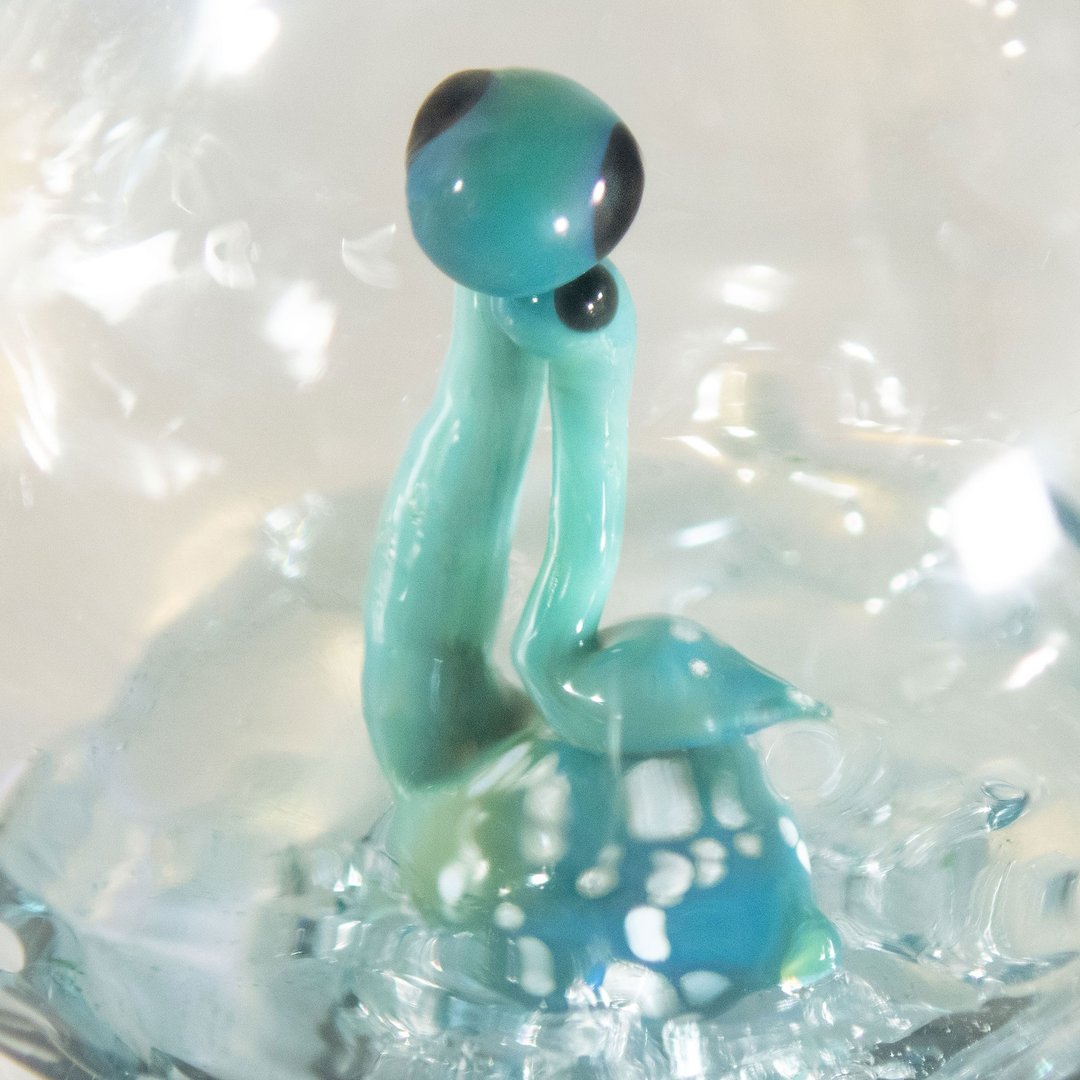 瓶中吹制玻璃项链，内含妈咪与宝宝尼斯湖水怪 - 项链 - 玻璃 绿色
