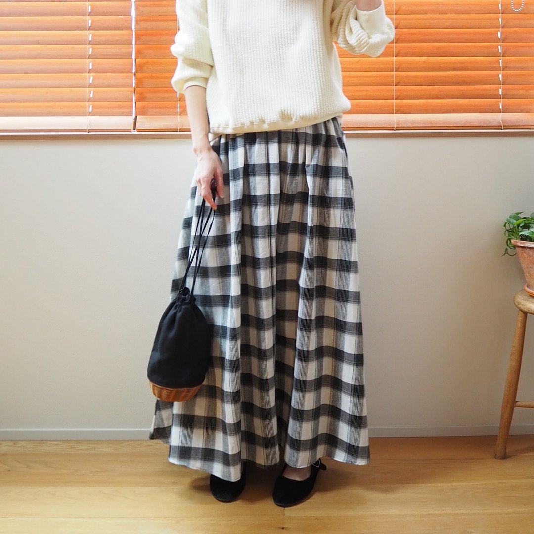 India Madras check 长裙 黑色 - 裙子 - 棉 黑色
