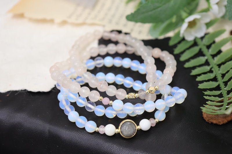 【108颗念珠系列】粉晶+蛋白石*月光石念珠多圈手串 - 手链/手环 - 水晶 粉红色