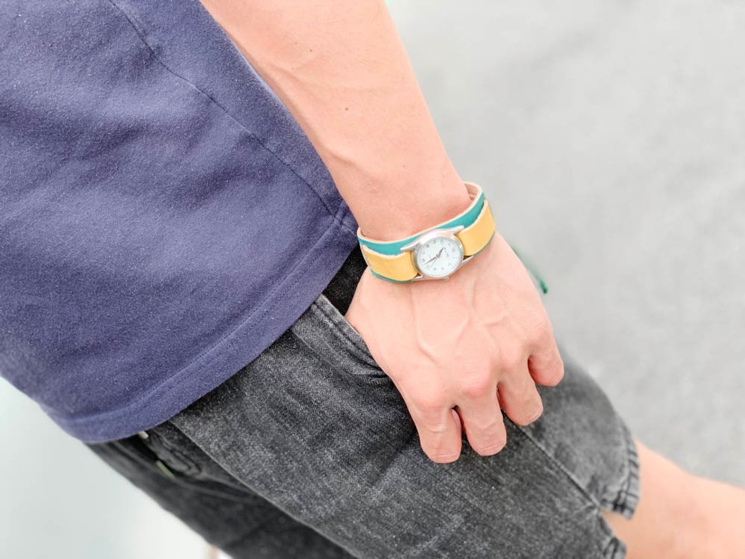 WPILES Glitter Pop Light Blue x Yellow W Piles Watch Tararin Code WPW-TYW-G - 女表 - 真皮 蓝色