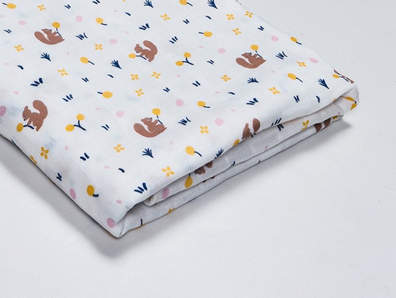 Organic B 有机比比 弥月礼婴儿有机棉纱包巾-松鼠觅果子 - 婴儿床上用品 - 棉．麻 