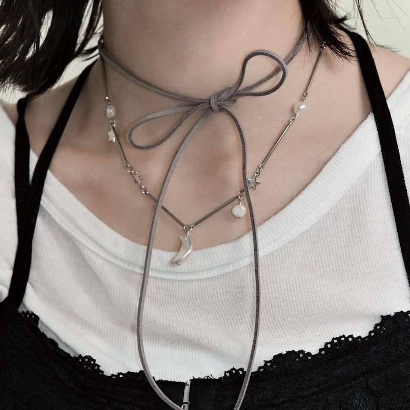 Moonlight  (2way) - 项链 - 不锈钢 银色