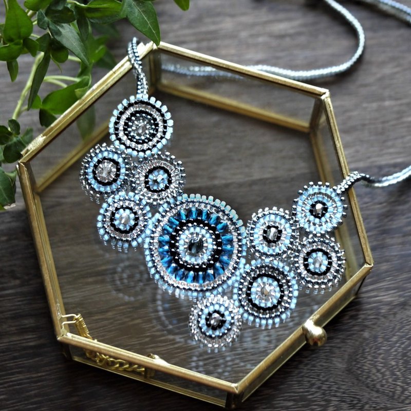 阿拉伯式花纹-天珠项链- - 项链 - 玻璃 蓝色