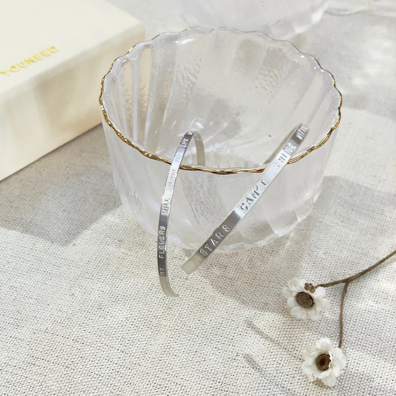 【定制】纯银敲字手环 - 手链/手环 - 纯银 银色