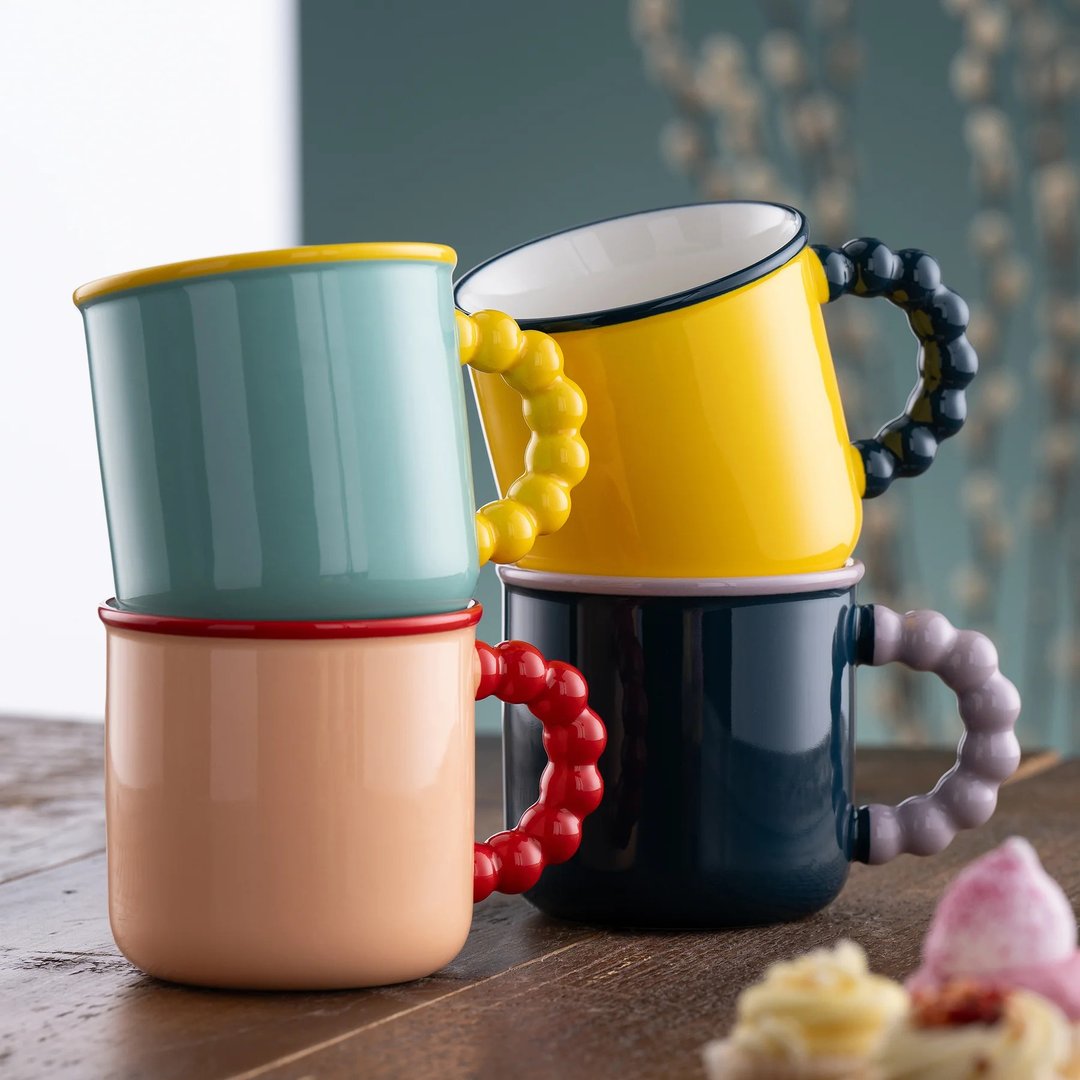 爱尔兰Belleek Living  陶瓷泡泡马克杯4入组 限量2组 - 咖啡杯/马克杯 - 瓷 红色