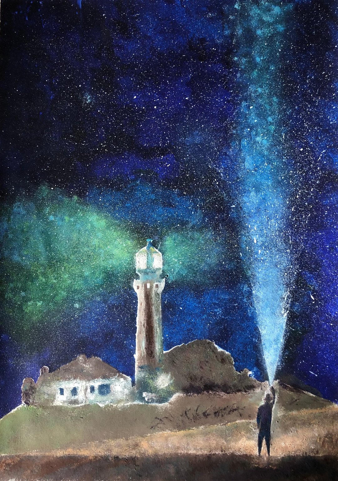 Lighting the Star Trek original painting night landscape - 墙贴/壁贴 - 其他材质 蓝色