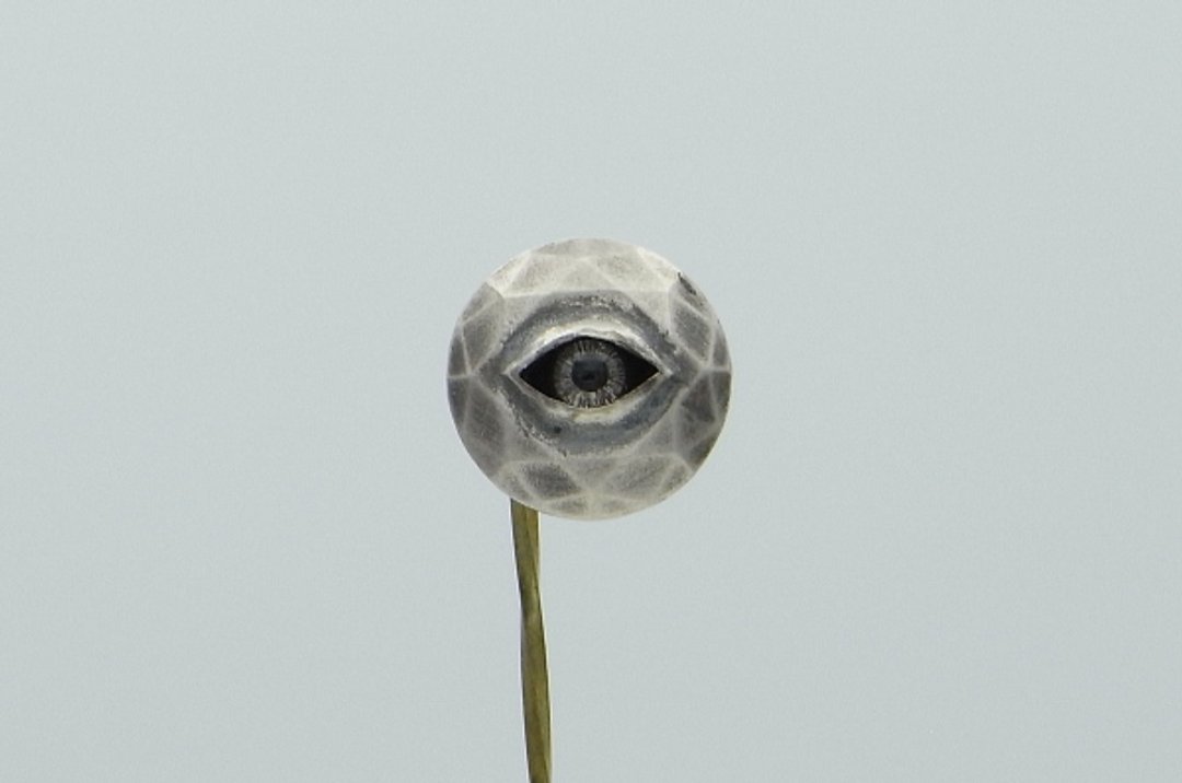 stare stone Pierce_2 (s_m-O.47) 銀 玻 眼 睛 目 穿孔耳环 寶石 sterling silver glass eye - 耳环/耳夹 - 纯银 银色