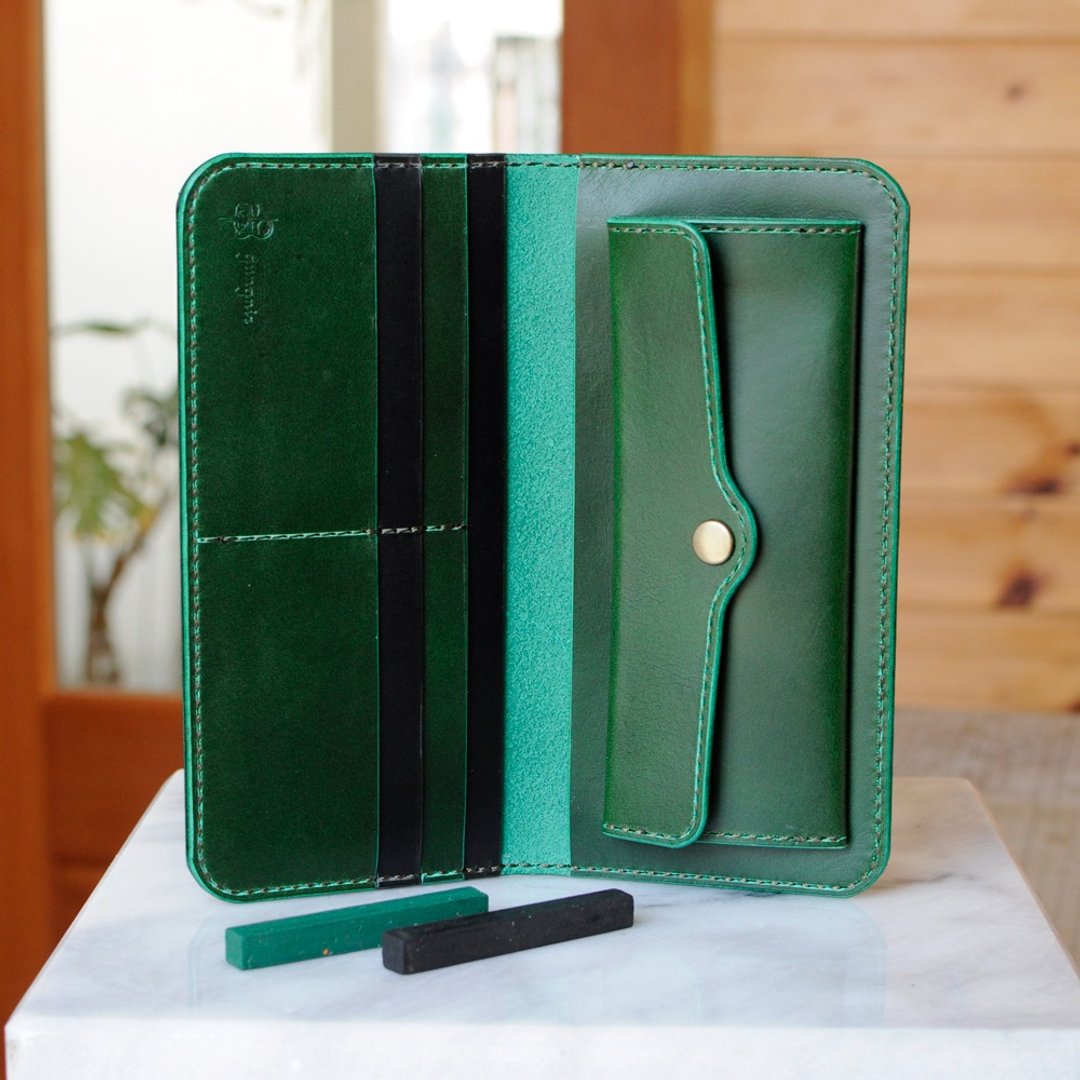 Simple wallet B No.6 Buttero - 皮夹/钱包 - 真皮 绿色