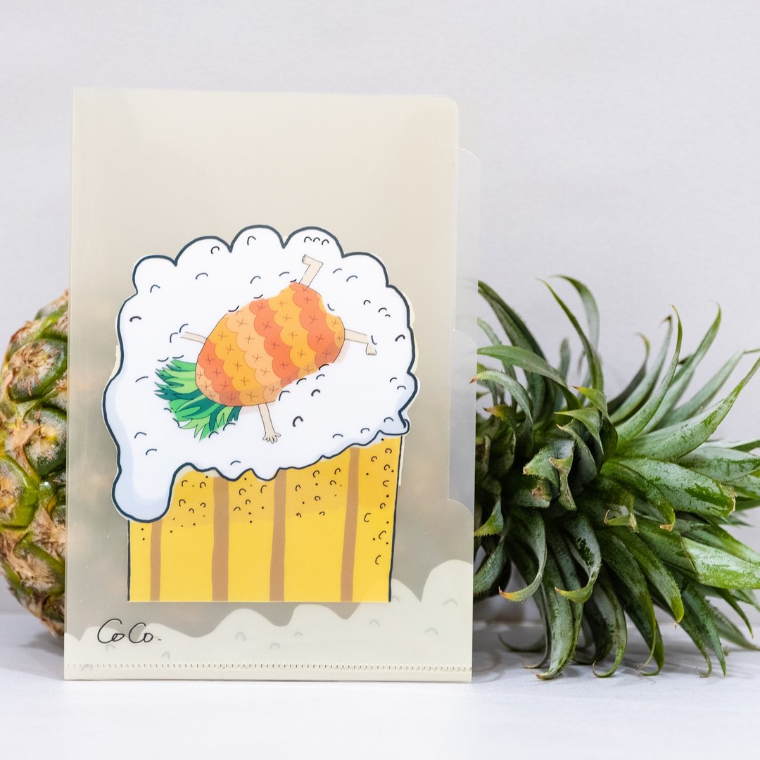 醉倒在啤酒里的凤梨-三层迷你L夹 - 文件夹/资料夹 - 塑料 