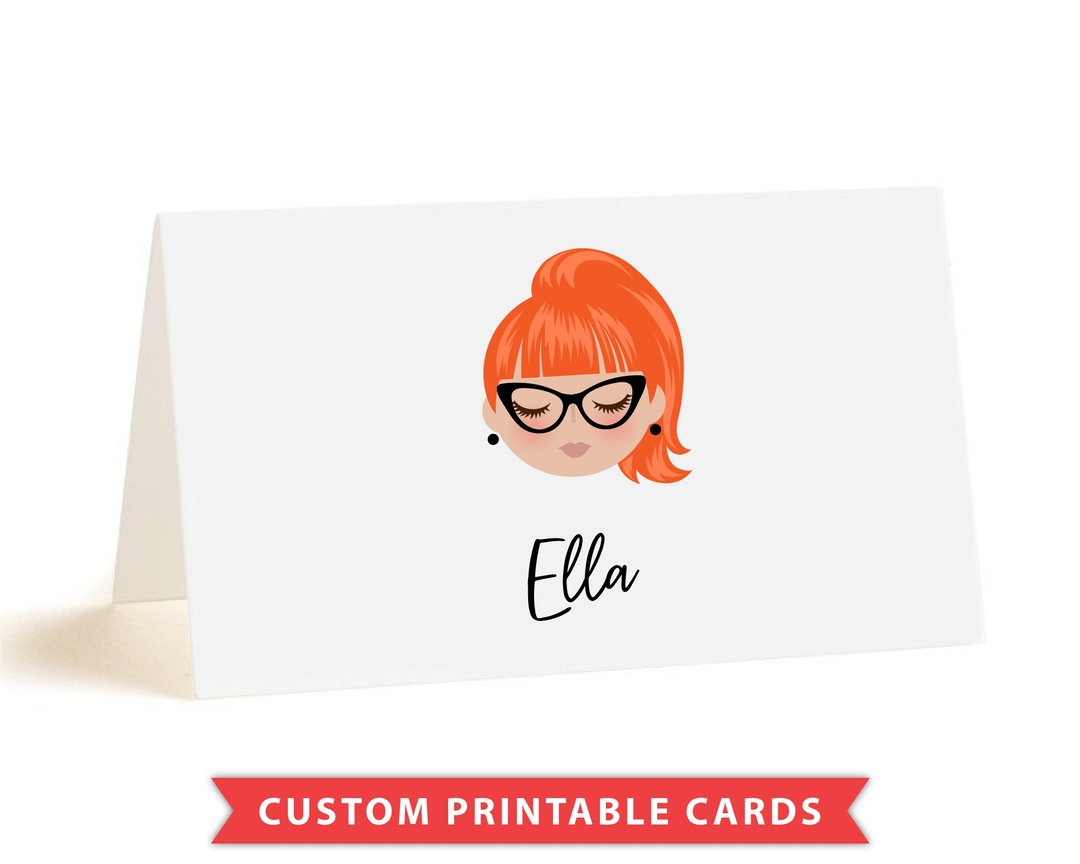Plrintable Place cards with custom portraits. Cartoon Portrait table Card. - 电子喜帖/贺卡/邀请函 - 其他材质 