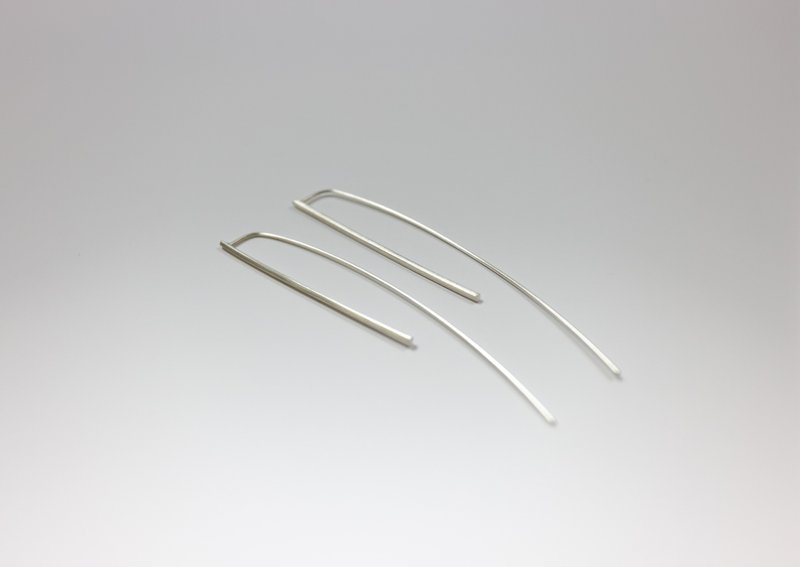 经典款-几何直方耳环(耳勾式/一副) - 耳环/耳夹 - 纯银 银色