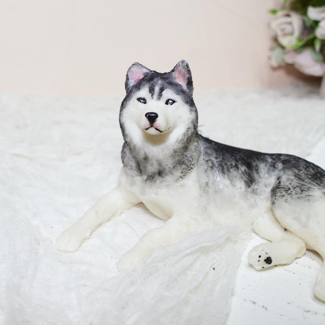 雪橇犬 哈士奇犬 香氛蜡烛 - 蜡烛/烛台 - 蜡 灰色