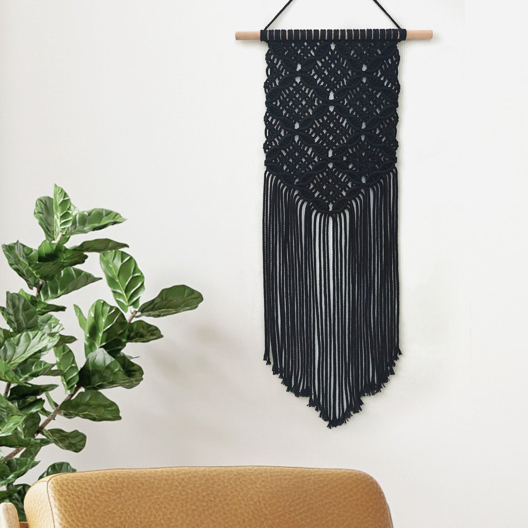 Macrame 窗花挂饰 (黑) / 小型壁挂 / 家饰 / 礼物 - 摆饰 - 棉．麻 