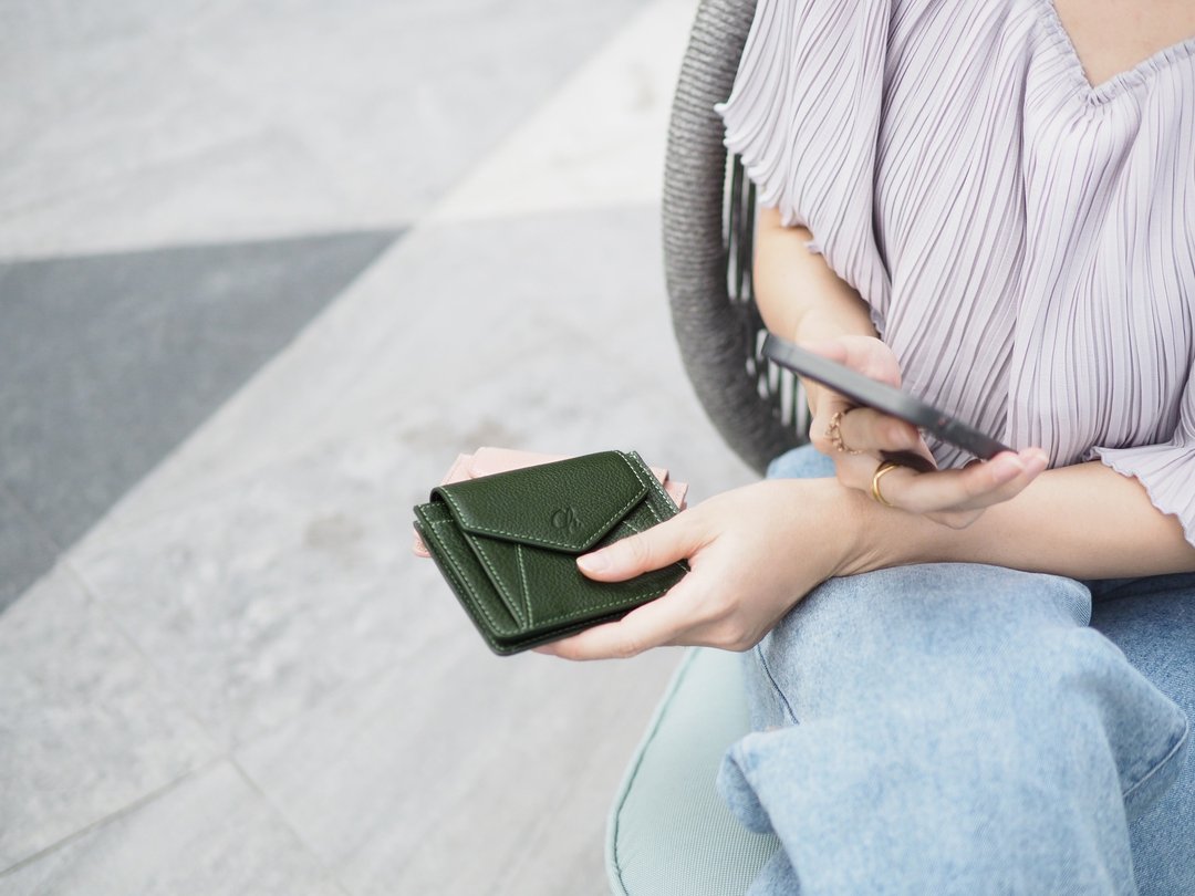 Daily (Forest) : Mini wallet, short wallet, cow leather, Green - 皮夹/钱包 - 真皮 绿色