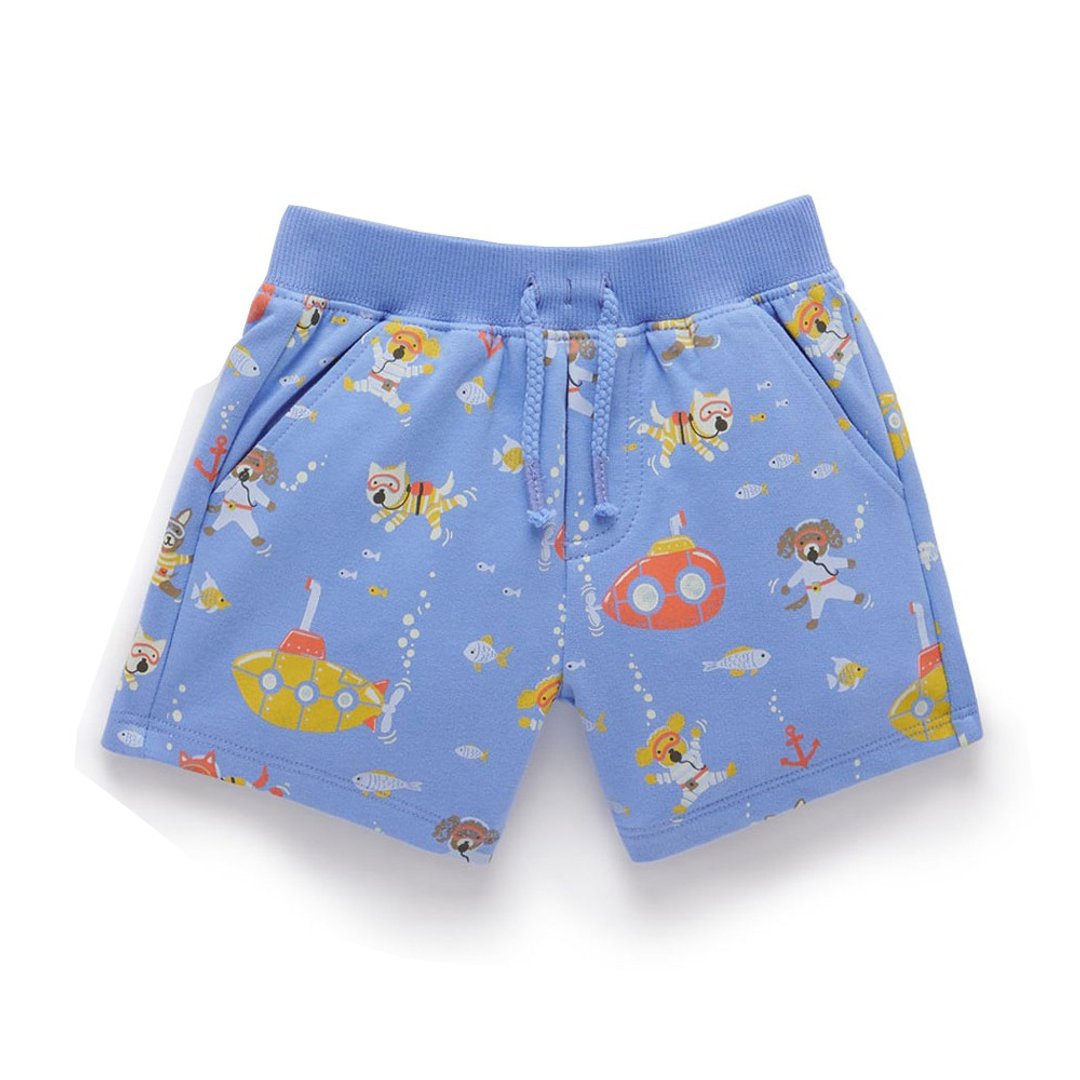 澳洲Purebaby有机棉男童装短裤12M-4T 蓝色潜水艇 - 童装裤 - 棉 