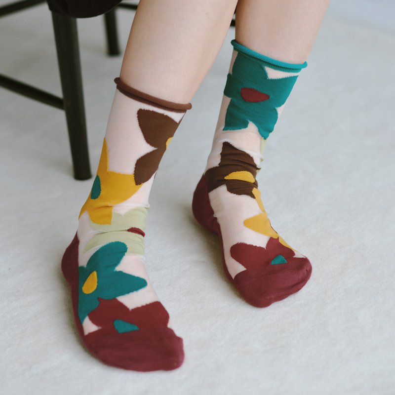 迎风花朵・windy_flower / 有机棉 / 袜子 - 袜子 - 棉．麻 紫色