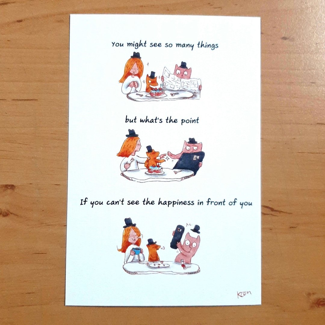 Postcard : Happiness in front of you - 卡片/明信片 - 纸 