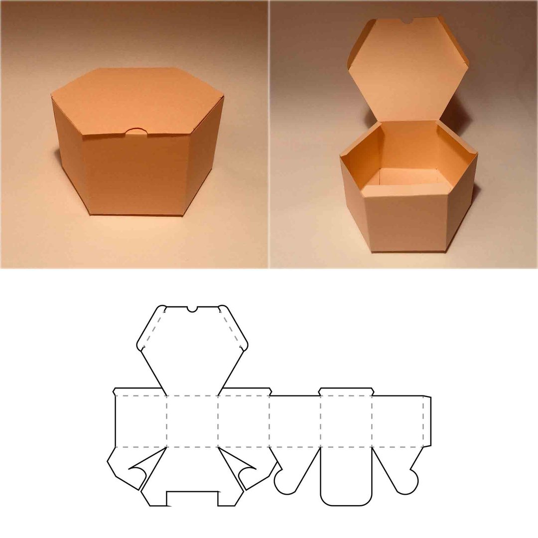 Hexagonal box template, hexagon box template, hexagonal gift box, SVG, PDF, PNG - 图文模板设计 - 其他材质 