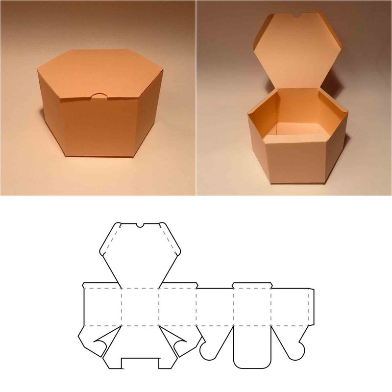 Hexagonal box template, hexagon box template, hexagonal gift box, SVG, PDF, PNG - 图文模板设计 - 其他材质 