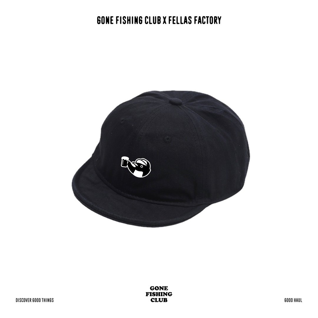 PENGUIN SHORT BRIM CAP / 短帽檐刺绣棒球帽 - 帽子 - 棉 黑色